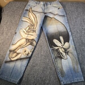 Lot29 Jeans Fit Blue Airbrush Looney Tunes Sylvester Bugs 00s 38 X 34